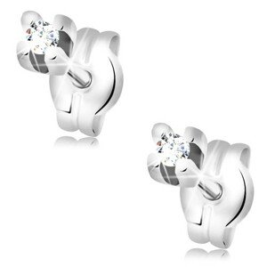 Náušnice z bieleho 14K zlata - okrúhly diamant čírej farby, 2 mm