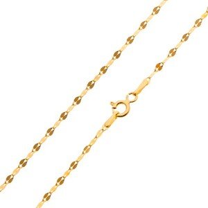 Retiazka zo žltého 14K zlata - drobné oválne očká, lesklé plôšky, 450 mm