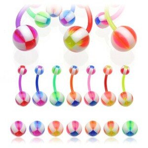 Piercing do pupka Multicolor Balla - Farba piercing: Modrá