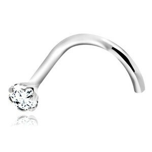 Diamantový piercing do nosa, biele 14K zlato - ligotavý číry briliant, 1,5 mm