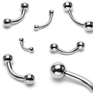 Piercing do obočia z ocele 316L s dvoma guličkami, 1 mm - Rozmer: 1 mm x 6 mm x 3 mm