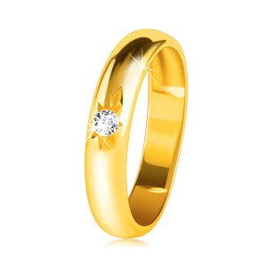 Obrúčka v žltom 14K zlate so zaobleným povrchom, hviezdičkou a čírym zirkónom - Veľkosť: 56 mm