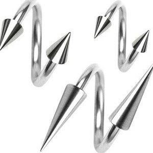 Piercing z chirurgickej ocele, špirálka s hrotom, 1,6 mm - Rozmer: 11 mm x 4x4 mm