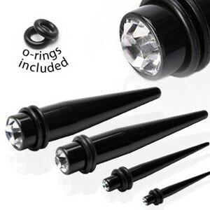 Expander čierny s čírym zirkónom - Hrúbka: 8 mm