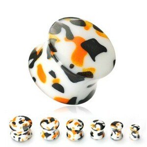 Plug do ucha biely špliechaný čiernou, oranžovou - Hrúbka: 8 mm
