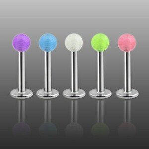 Labret - priesvitná farebná gulička - Farba piercing: Modrá