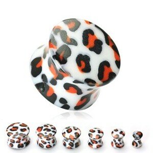 Plug do ucha biely, vzor leopard - Hrúbka: 10 mm