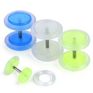 Fake plug - fosforeskujúci, rôzne farby - Farba piercing: Biela