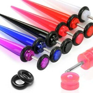 Fake expander z UV akrylu - Farba piercing: Modrá