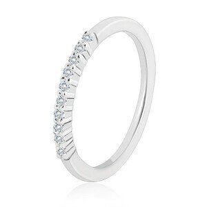 Prsteň zo striebra 925 - trblietavá línia transparentných zirkónov, úzke ramená - Veľkosť: 49 mm