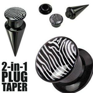 Plug a taper čierny a zebrovaný - Hrúbka: 4 mm