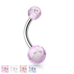 Piercing do pupku, chirurgická oceľ a akryl - Disco Ball - Farba piercing: Fialová