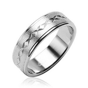 Prsteň z chirurgickej ocele matný, hviezdičky - Veľkosť: 48 mm
