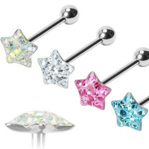 Piercing do jazyka Puffy Star - Farba piercing: Číra