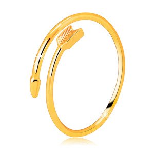 Prsteň zo žltého 14K zlata - zatočený šíp, rozpojené ramená prsteňa - Veľkosť: 56 mm