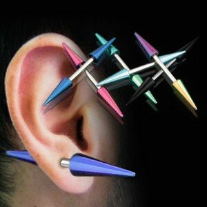 Piercing do ucha titánové špice - Farba piercing: Čierna