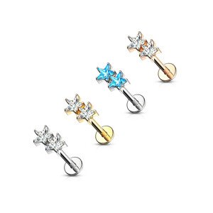 Piercing do brady, pery, alebo ucha - zirkónové hviezdičky, 8 mm - Farba zirkónu: Strieborná - číra
