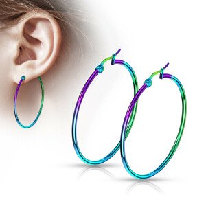 Náušnice z ocele 316L - kruhy s dúhovými odleskami, anodizované, rôzne rozmery - Priemer: 10 mm