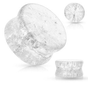 Sklenený sedlový plug do ucha s oblými hranami, priehľadný, rozbitý efekt - Hrúbka: 12 mm