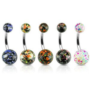 Piercing do pupka z ocele 316L - striekané guličky v rôznych farbách - Farba: Oranžová