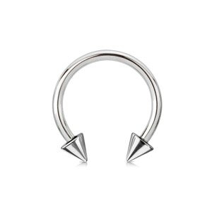 Piercing z ocele 316L - lesklá podkova s hrotmi, strieborná farba, hrúbka 1 mm, dve veľkosti - Rozmer: 1 mm x 8 mm x 3 mm