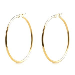 Náušnice z ocele 316L - veľké kruhy zlatej farby, štvorhranný prierez, 54 mm