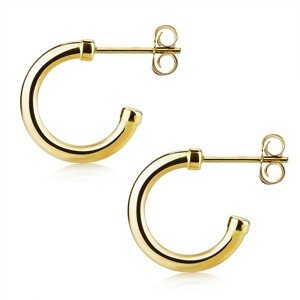 Puzetové náušnice v žltom 14K zlate - hladký otvorený kruh, 13 mm