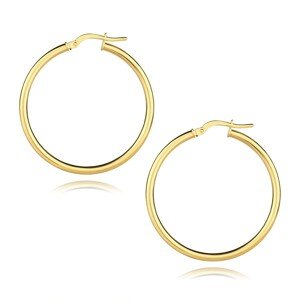 Náušnice zo žltého zlata 585 - kruhy, francúzske zapínanie, 30 mm