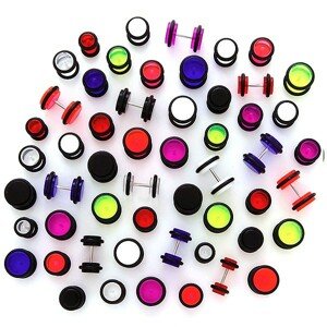 Neónový fake plug - rôzne veľkosti - Veľkosť hlavičky: 8 mm, Farba piercing: Modrá
