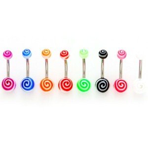 Piercing do pupku - farebný slimáčik - Farba piercing: Neónová zelená