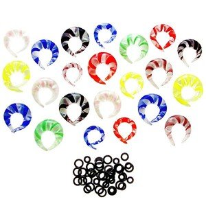 Expander do ucha s gumičkou - skrútené volie rožky - Hrúbka piercingu: 4 mm, Farba: Zelená