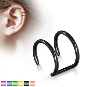 Falošný piercing do ucha z ocele 316L - anodizovaný dvojitý krúžok - Farba piercing: Modrá
