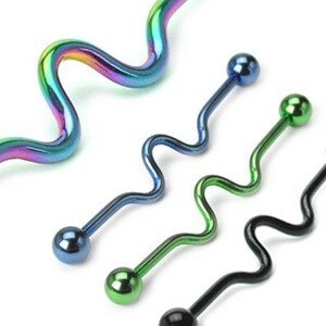 Piercing do ucha - vlnka anodizovaná titánom - Farba piercing: Čierna