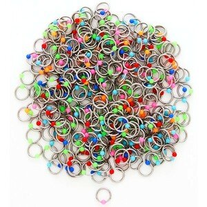 Piercing z ocele s farebnými guličkami - Farba piercing: Modrá