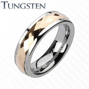 Tungstenová obrúčka - otáčavý stredový pás ružovozlatej farby - Veľkosť: 49 mm