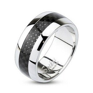 Prsteň z chirurgickej ocele s károvaným vzorom - Veľkosť: 61 mm