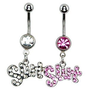 Piercing do pupku - nápis SWT - Farba: Číra