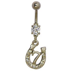 Piercing do pupka - podkovička, striebristá sedmička a zirkóny
