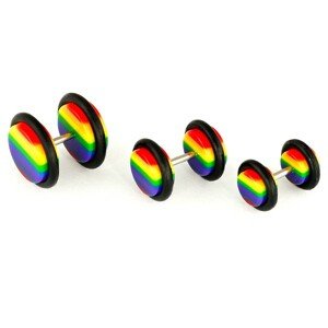 Falošný plug do ucha - dúhové farby - Priemer: 6 mm