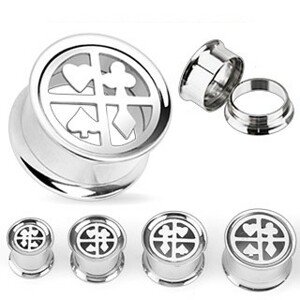 Plug do ucha z chirurgickej ocele - kartové symboly - Hrúbka: 16  mm