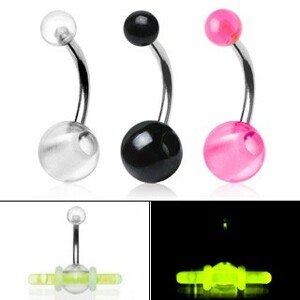 Piercing do pupku - dve guličky, otvor na UV tyčky - Farba piercing: Čierna