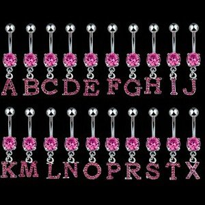 Piercing do brucha - zirkónový prívesok písmeno - Písmeno: R