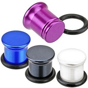 Metalický plug do ucha z akrylu - perleťové farby - Hrúbka: 4 mm, Farba: Čierna