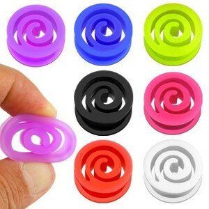 Plug do ucha špirála z flexibilného materiálu, rôzne farby - Hrúbka: 8 mm, Farba piercing: Čierna