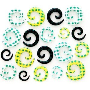 Expander do ucha - špirála so vzorom marihuany - Hrúbka: 3 mm, Farba: Čierna