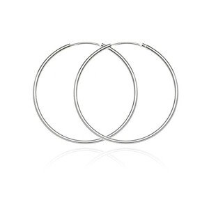 Kruhové náušnice zo striebra 925 - jednoduchý, hladký dizajn, 30 mm