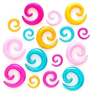 Expander do ucha - rôznofarebné lesklé špirály - Hrúbka: 6 mm , Farba piercing: Fuksia