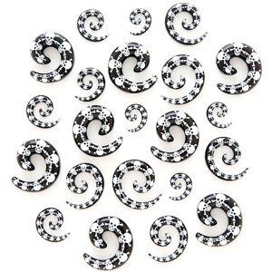 Expander do ucha - usmievavá lebka s prekríženými kosťami, špirála - Hrúbka: 4 mm