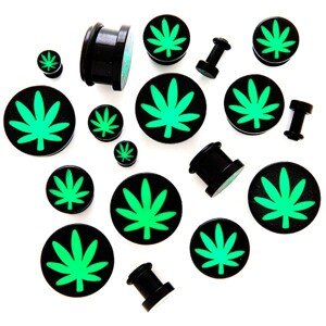 Plug do ucha z akrylu s motívom marihuany - Hrúbka: 5 mm
