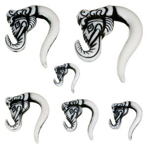 Piercing do ucha - taper, slonia hlava, čierna farba - Hrúbka: 7 mm